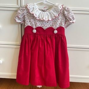 Toddler Christmas dress with scallops